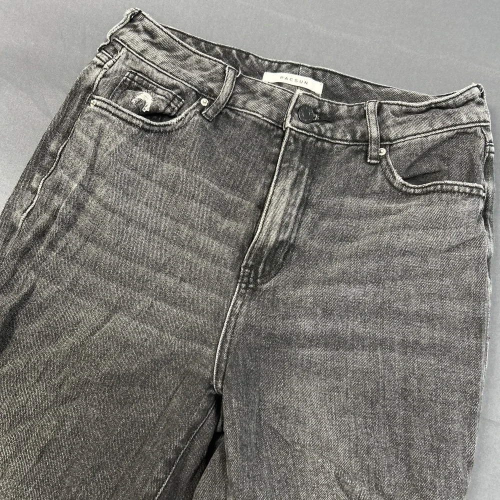 Pacsun  Women's Gray Distressed Skinny Slim Jeans Mid Rise 5-Pocket Zip Button